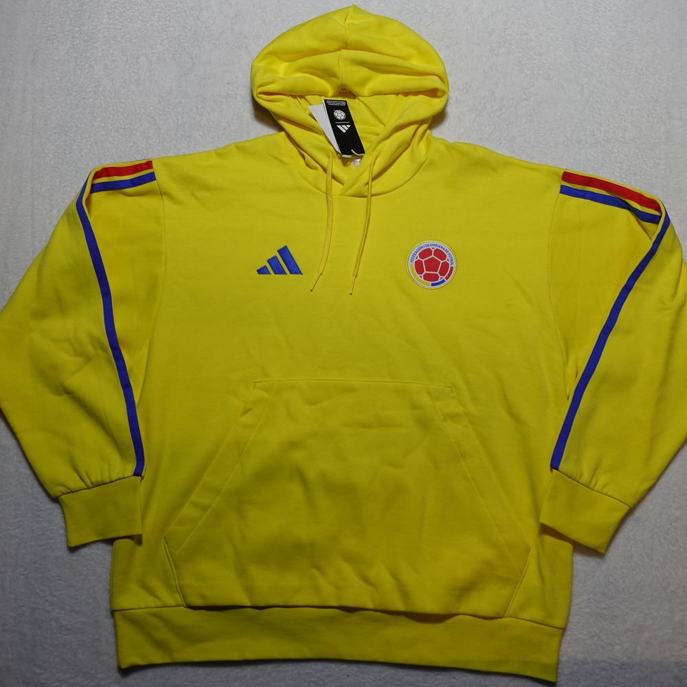 Adidas FCF DNA Hoodie Mens 2XL Yellow Colombia Soccer Fleece JZ9061